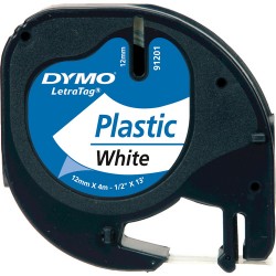 Dymo Letratag Plastik Etiket 12mm X 4 Metre Beyaz
