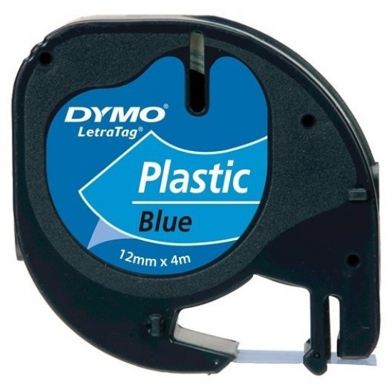 Dymo Letratag Plastik Etiket 12mm X 4 Metre Mavi