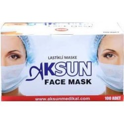 Aksun 3 Katlı Burun Telli Cerrahi Maske 50’ Li (Nonwoven)