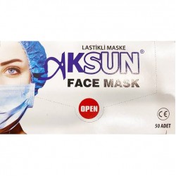 Aksun 3 Katlı Burun Telli Cerrahi Maske 50’ Li (Nonwoven)