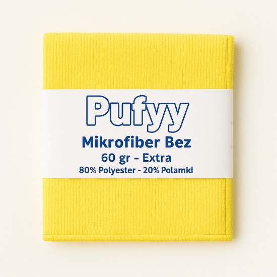 Pufyy Extra 60 Gr Mikrofiber Temizlik Bezi 40 cm x 40 cm Sarı