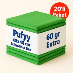 Pufyy Extra 60 Gr Mikrofiber Temizlik Bezi 40 cm x 40 cm Yeşil 20’ Li
